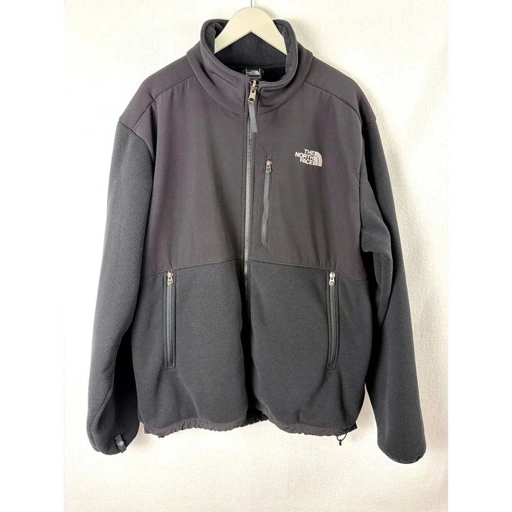 The North Face Denali Hybrid Fleece Jacket Black Full Zip Mens XL Softshell